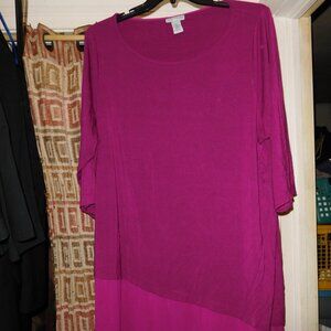 2x 22W 24W CATHERINES DARK PINK LONG TUNIC 3/4 SLEEVES